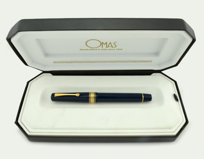 Omas Paragon Fountain Pen - Dark Blue w Gold Trim, 18k Fine